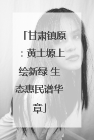 甘肃镇原：黄土塬上绘新绿 生态惠民谱华章