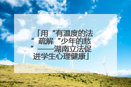 用“有温度的法”疏解“少年的愁”——湖南立法促进学生心理健康