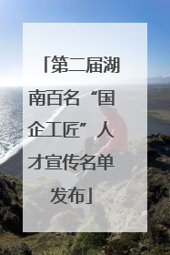 第二届湖南百名“国企工匠”人才宣传名单发布