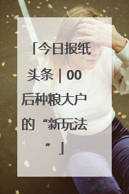 今日报纸头条｜00后种粮大户的“新玩法”