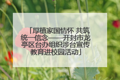 厚植家国情怀 共筑统一信念——开封市龙亭区台办组织涉台宣传教育进校园活动