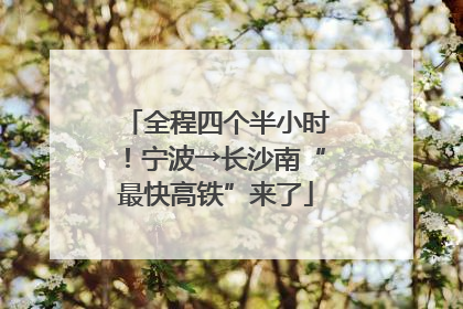全程四个半小时！宁波→长沙南“最快高铁”来了