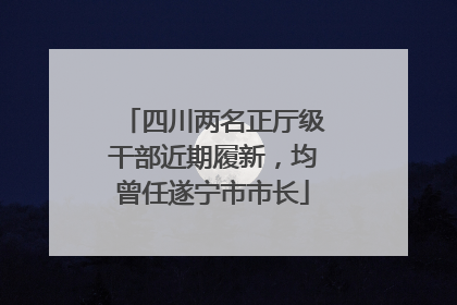 四川两名正厅级干部近期履新，均曾任遂宁市市长
