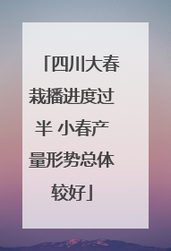 四川大春栽播进度过半 小春产量形势总体较好