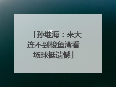 孙继海：来大连不到梭鱼湾看场球挺遗憾