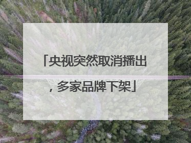 央视突然取消播出，多家品牌下架
