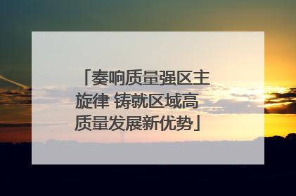 奏响质量强区主旋律 铸就区域高质量发展新优势