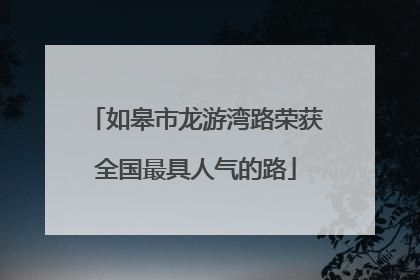 如皋市龙游湾路荣获全国最具人气的路