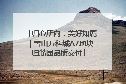 归心所向，美好如麓｜雪山万科城A7地块归麓园品质交付