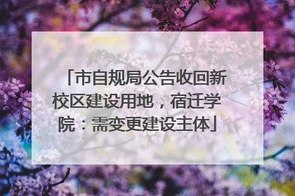 市自规局公告收回新校区建设用地，宿迁学院：需变更建设主体