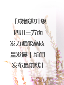 成都迎升级 四川三方面发力赋能高质量发展｜新闻发布最前线