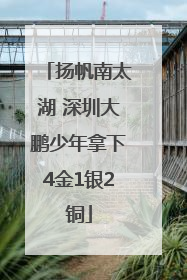 扬帆南太湖 深圳大鹏少年拿下4金1银2铜