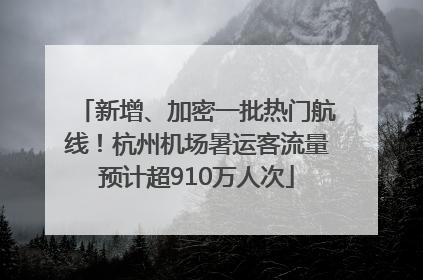 新增、加密一批热门航线！杭州机场暑运客流量预计超910万人次