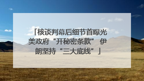 核谈判幕后细节首曝光 美政府“开秘密条款” 伊朗坚持“三大底线”