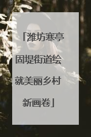 潍坊寒亭固堤街道绘就美丽乡村新画卷