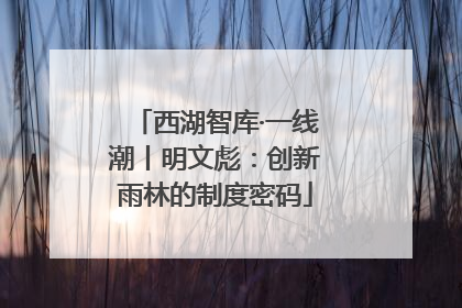 西湖智库·一线潮丨明文彪：创新雨林的制度密码