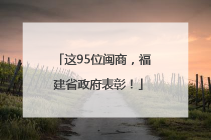 这95位闽商，福建省政府表彰！