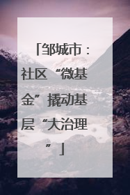 邹城市：社区“微基金”撬动基层“大治理”
