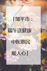 邹平市：端午送健康 中医惠民暖人心