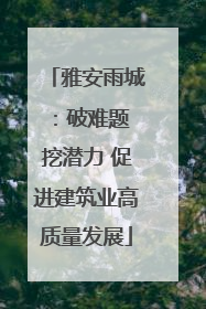 雅安雨城：破难题 挖潜力 促进建筑业高质量发展