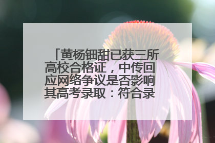 黄杨钿甜已获三所高校合格证，中传回应网络争议是否影响其高考录取：符合录取条件就能录取
